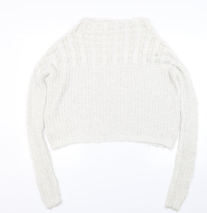 Next Womens White  Knit Pullover Jumper Size 8