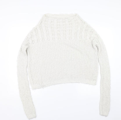 Next Womens White  Knit Pullover Jumper Size 8
