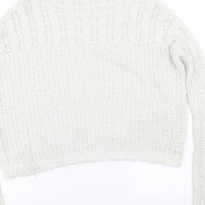 Next Womens White  Knit Pullover Jumper Size 8