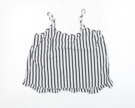 Time To Dream  Womens White Striped  Basic T-Shirt Size 12
