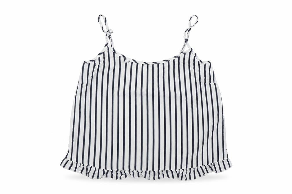 Time To Dream  Womens White Striped  Basic T-Shirt Size 12
