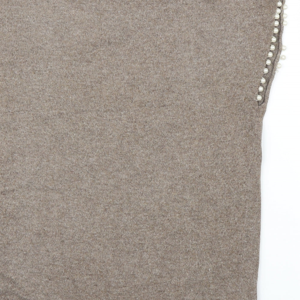 Layers Womens Brown   Basic Blouse Size M  - Pearls