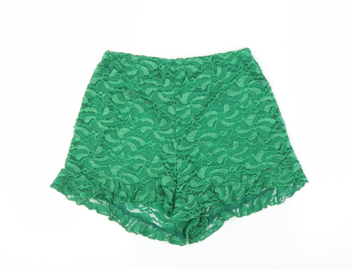 Preworn Womens Green Floral  Cut-Off Shorts Size 6