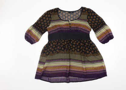 Next Womens Beige Geometric  A-Line  Size 12