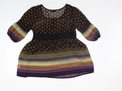 Next Womens Beige Geometric  A-Line  Size 12