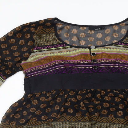Next Womens Beige Geometric  A-Line  Size 12