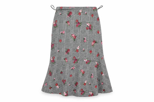 Preworn Womens Grey Floral  A-Line Skirt Size 12