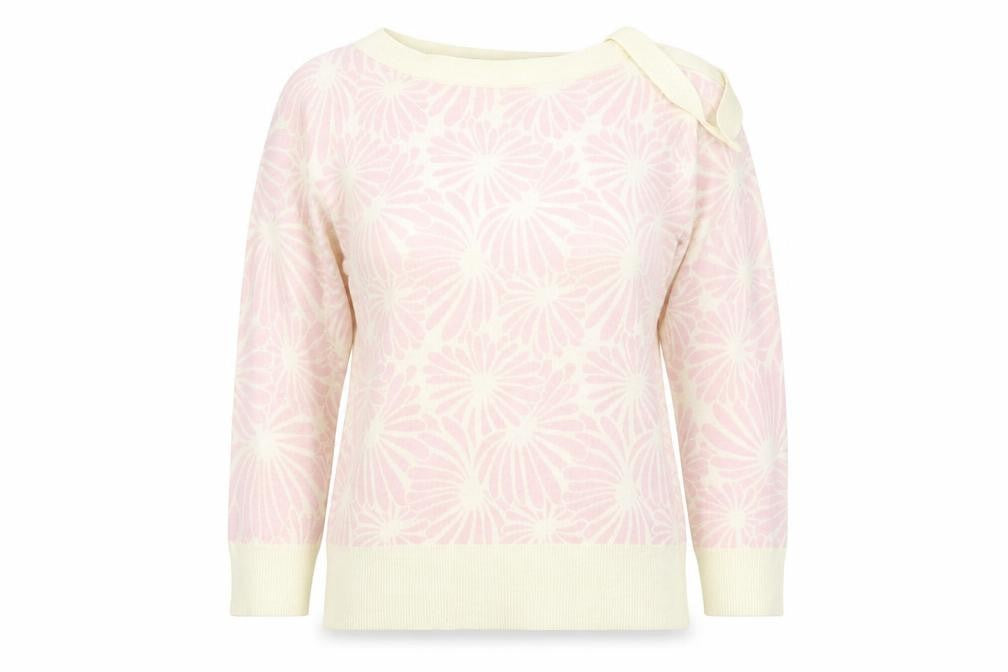 Rocha John Rocha Womens Beige Geometric  Pullover Jumper Size 14