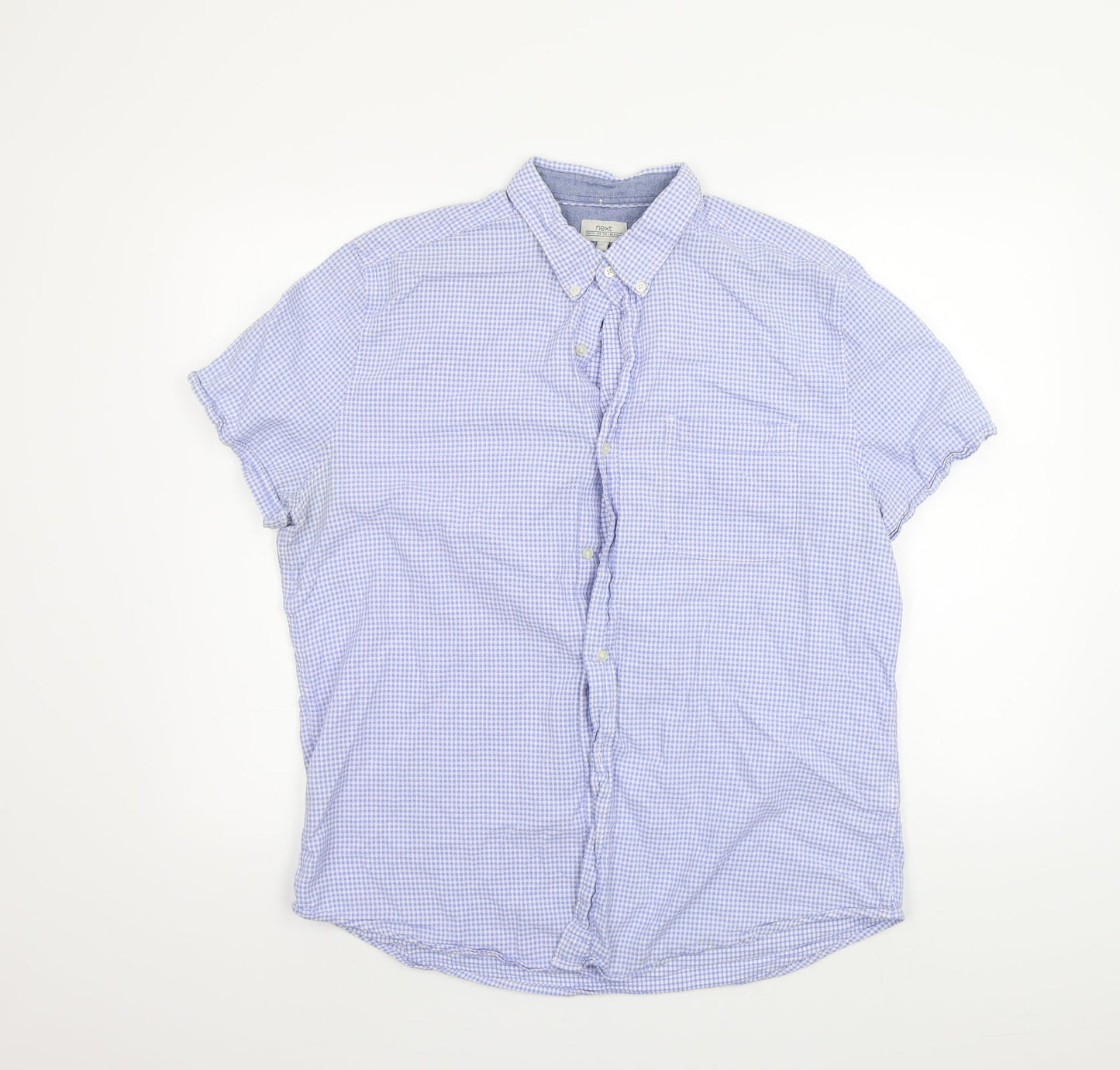 NEXT Mens Blue Check   Button-Up Size XL  - washable mark