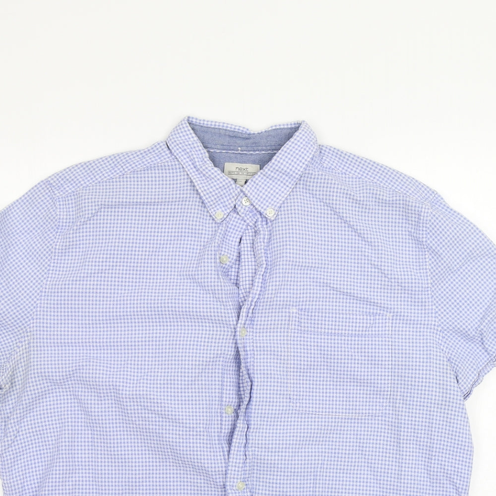 NEXT Mens Blue Check   Button-Up Size XL  - washable mark