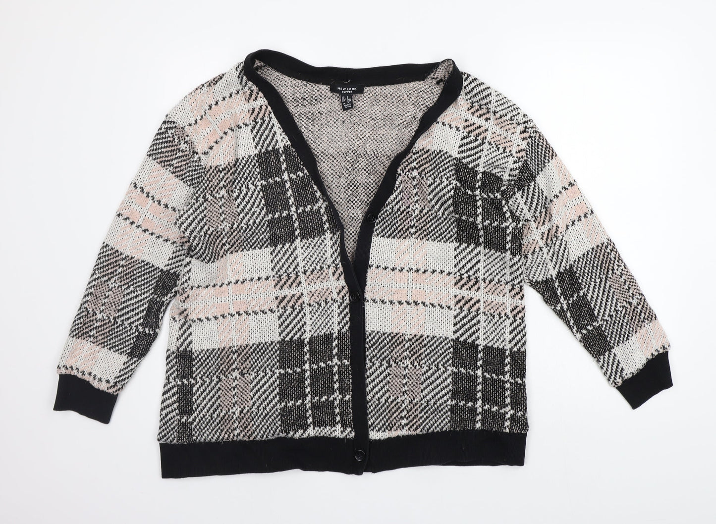 New Look Womens Beige Check  Cardigan Jumper Size S