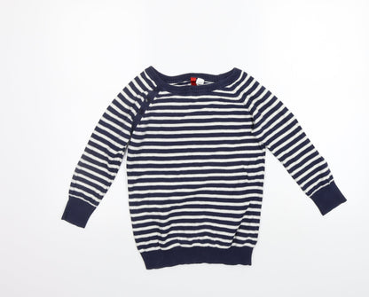 Divided Womens Blue Striped  Pullover Jumper Size 8