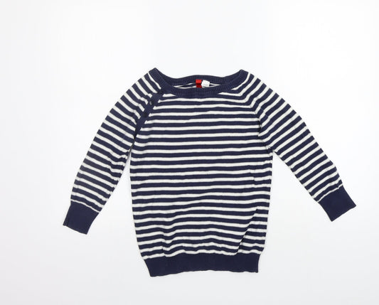 Divided Womens Blue Striped  Pullover Jumper Size 8