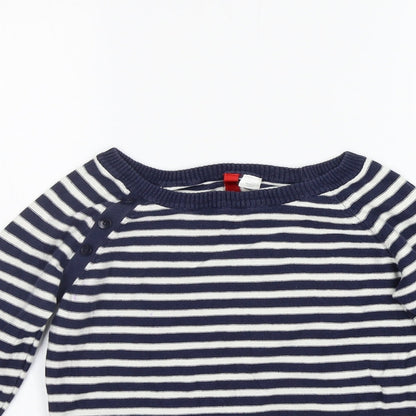 Divided Womens Blue Striped  Pullover Jumper Size 8