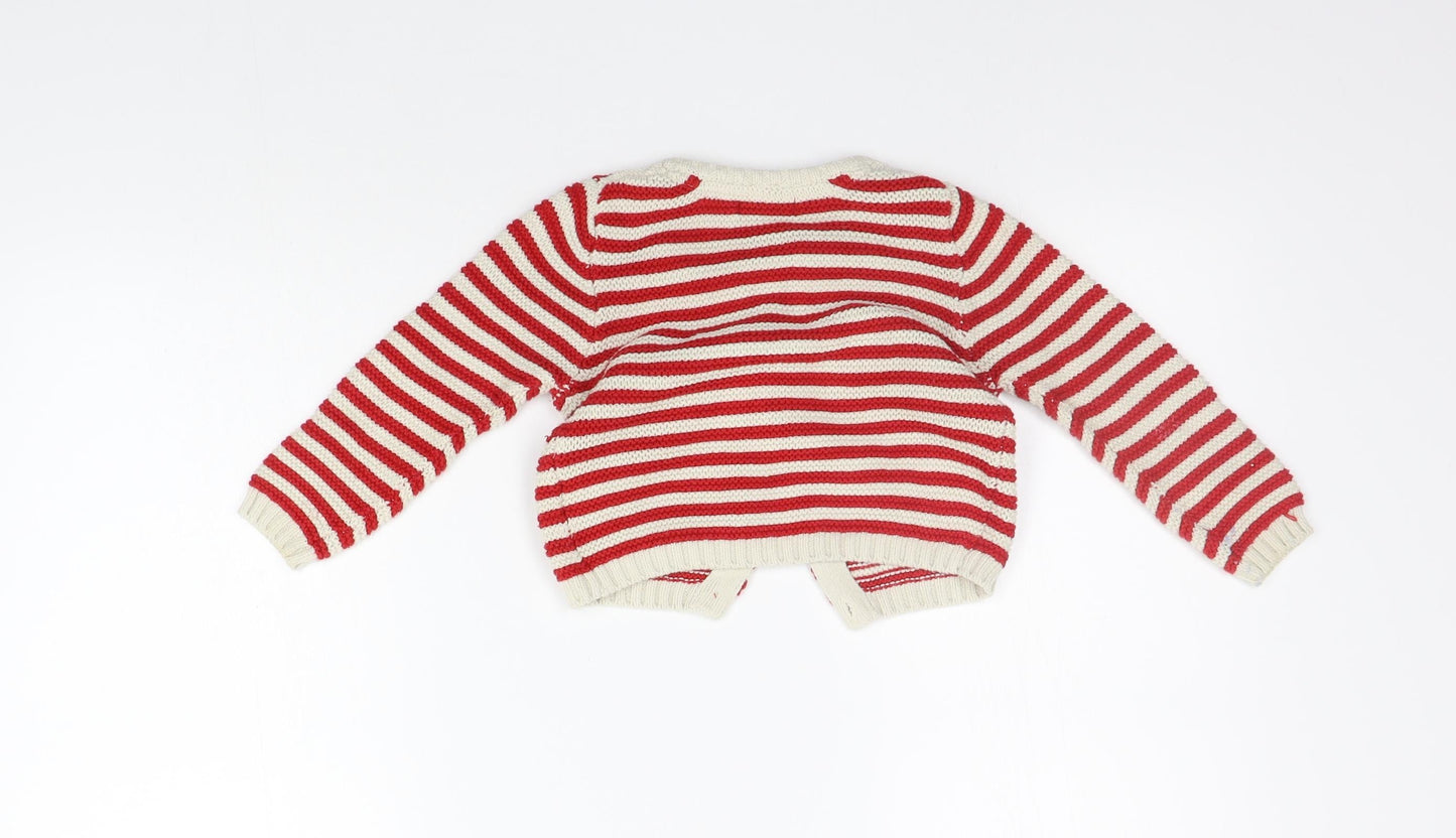 NEXT Girls Red Striped  Cardigan Jumper Size 2 Years
