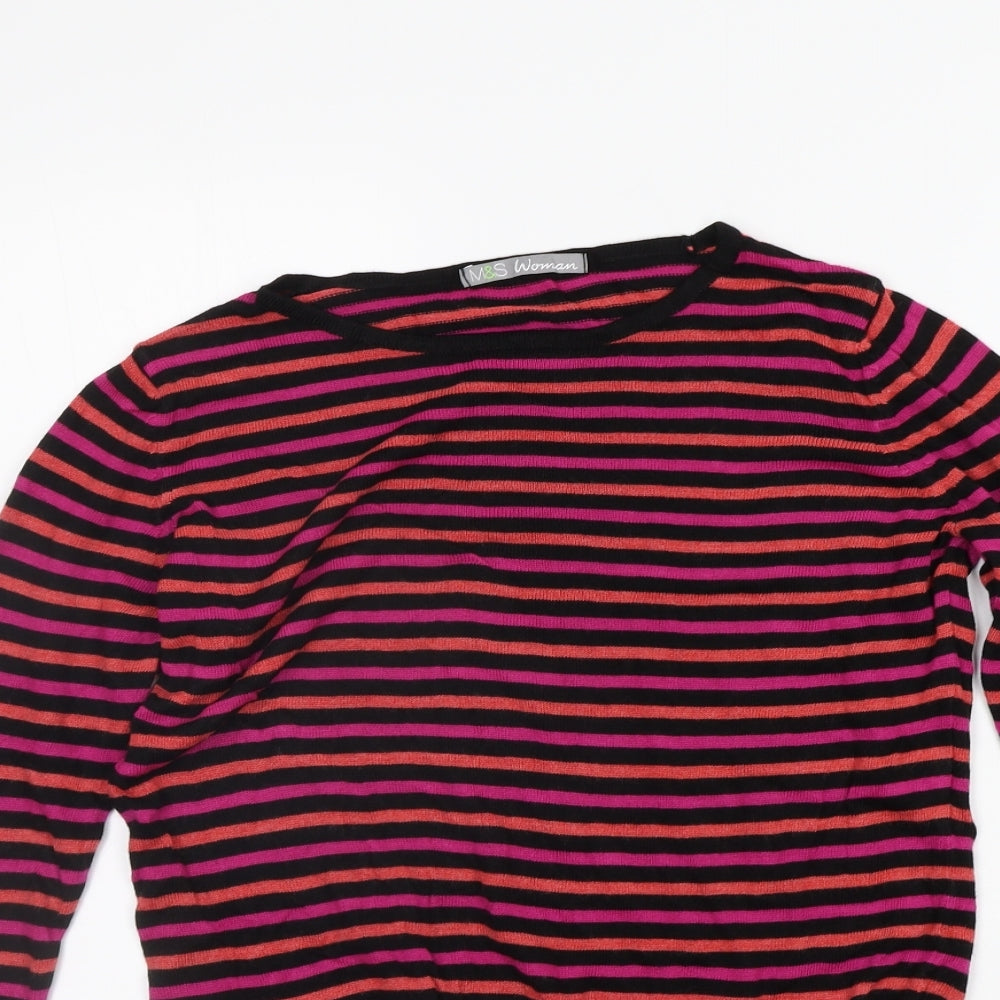 Marks and Spencer Womens Beige Striped  Pullover Jumper Size 10