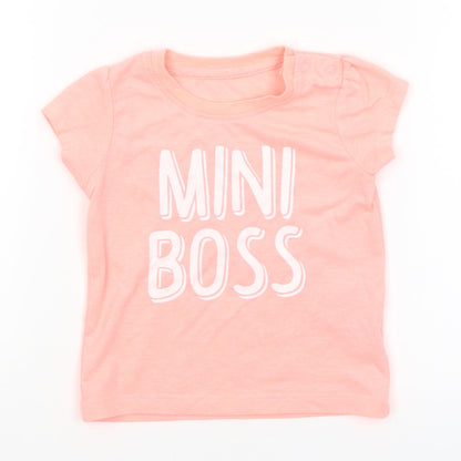 Additional front view of Primark Baby Orange Basic T-Shirt, size 6-9, Months - Mini Boss