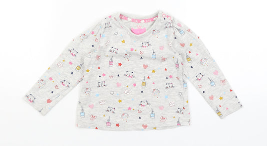 TU Baby Grey   Basic T-Shirt Size 6-9 Months  - Cats