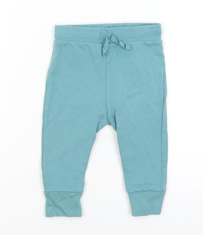 Front view of Marks & Spencer Baby Blue Jogger Trousers, size 6-9, Months