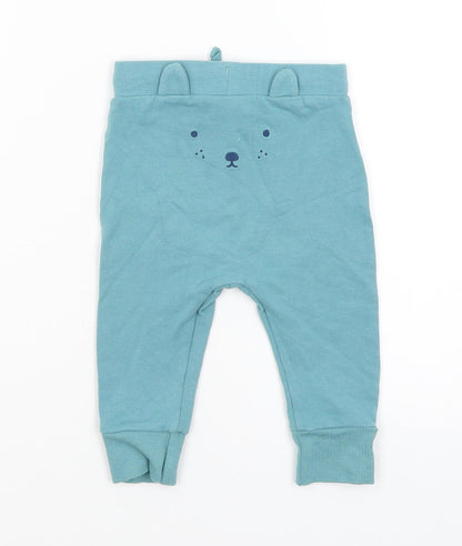 Back view of Marks & Spencer Baby Blue Jogger Trousers, size 6-9, Months