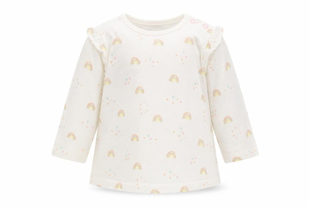 George Baby White   Basic T-Shirt Size 3-6 Months  - Rainbows