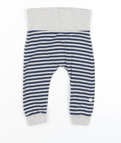 Front view of Next Baby Grey Striped Jogger Trousers, size 6-9, Months