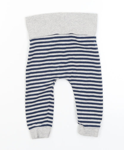 Back view of Next Baby Grey Striped Jogger Trousers, size 6-9, Months
