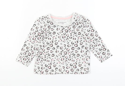 Primark Baby Grey Animal Print  Basic T-Shirt Size 3-6 Months