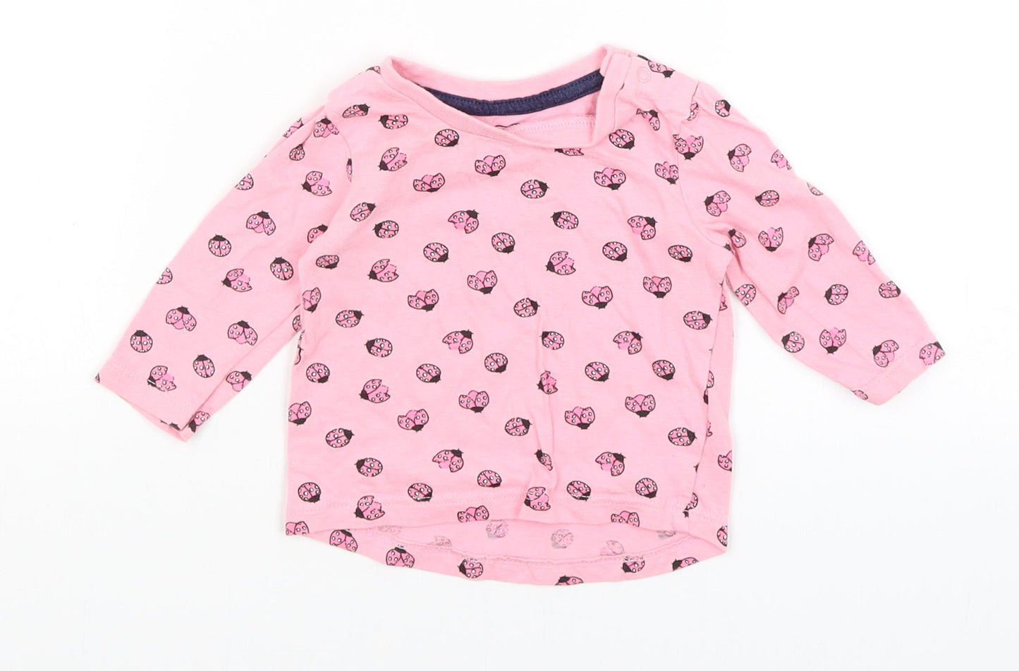 Primark Baby Pink   Basic T-Shirt Size 3-6 Months  - Ladybugs