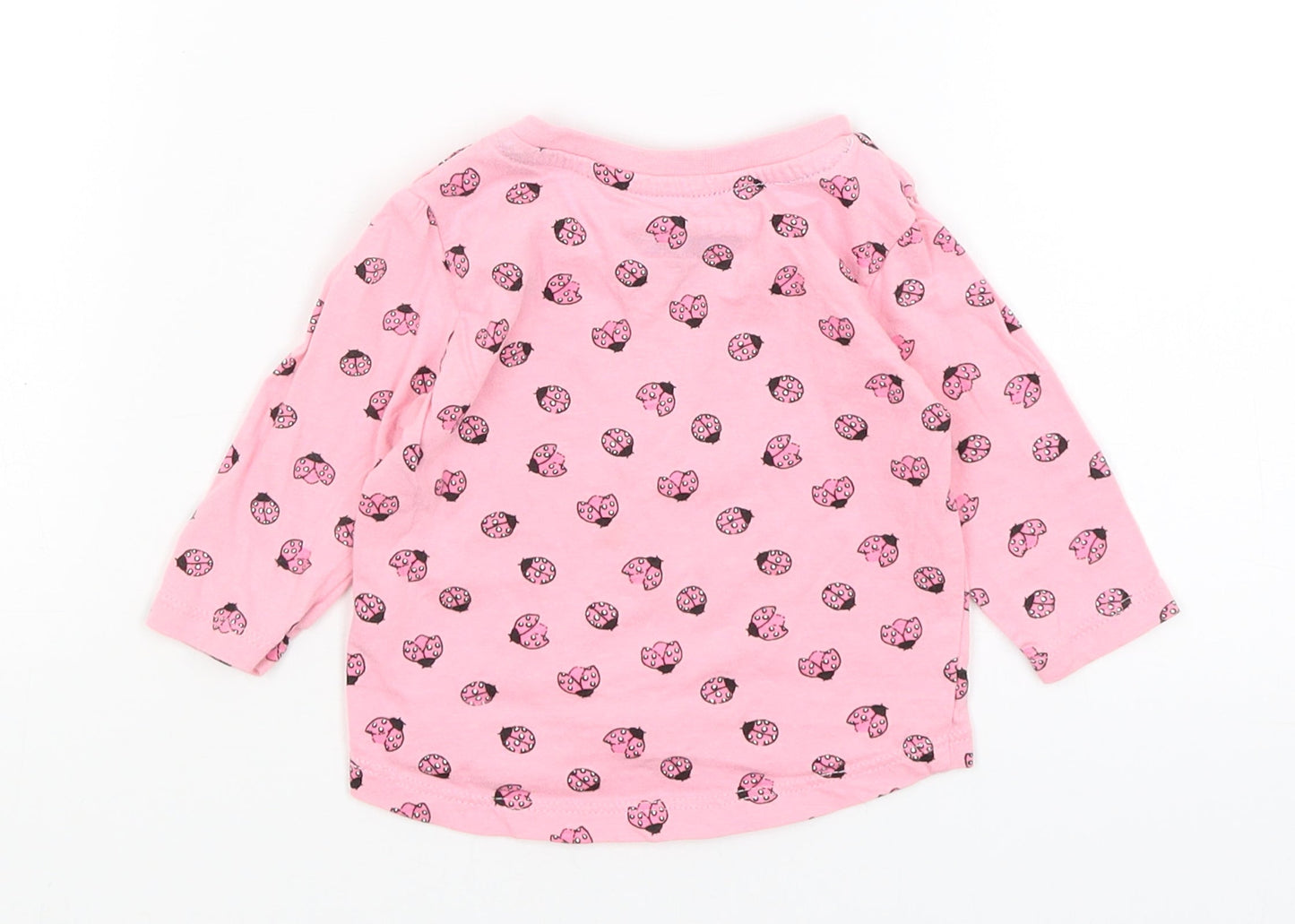 Primark Baby Pink   Basic T-Shirt Size 3-6 Months  - Ladybugs