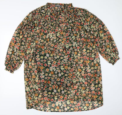 Nutmeg Womens Black Floral  Shift  Size 12