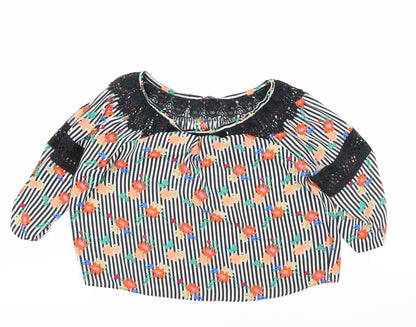 Additional front view of Papaya women’s white striped basic blouse, size UK 14