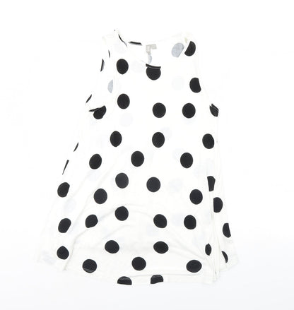 Additional front view of ASOS women’s white polka dot basic tank, size UK 8