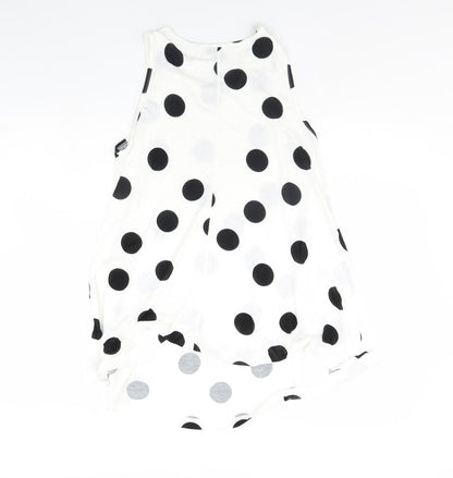 Back view of ASOS women’s white polka dot basic tank, size UK 8