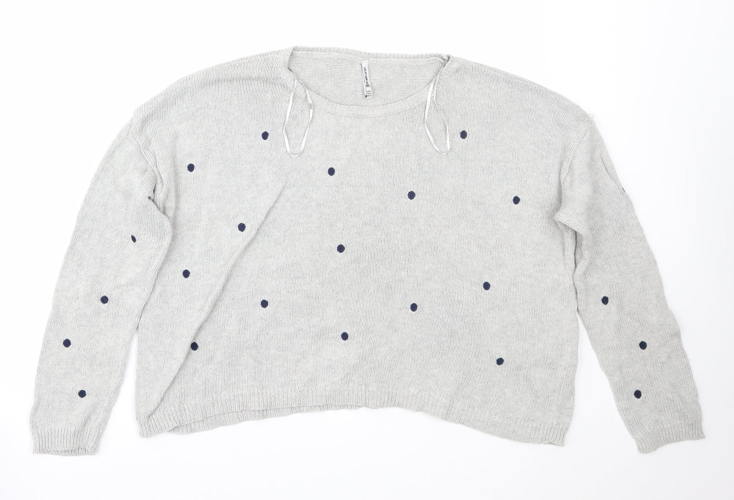 Stradivarius Womens Grey Polka Dot  Pullover Jumper Size M