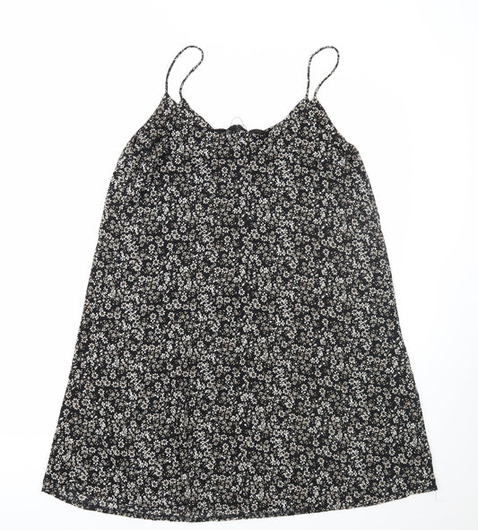 Primark Womens Black Floral  A-Line  Size 10