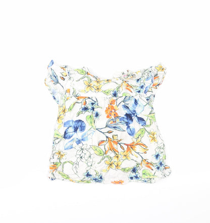 Additional front view of Nutmeg girls’ white floral basic t-shirt, size 4-5, years