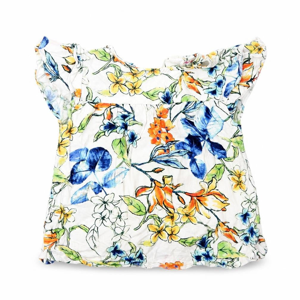 Nutmeg Girls White Floral  Basic T-Shirt Size 4-5 Years
