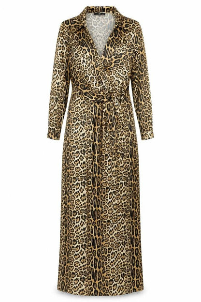 Front view of Missguided women’s gold animal print shift, size UK 4