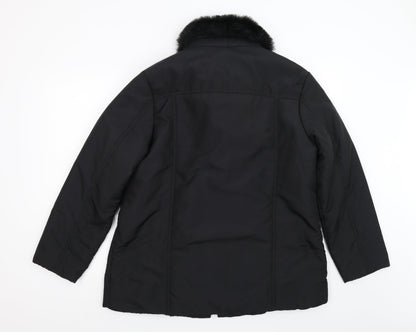 Classics Womens Black   Overcoat Coat Size 16