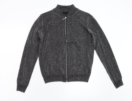 Primark Womens Black  Knit Full Zip Jumper Size 8