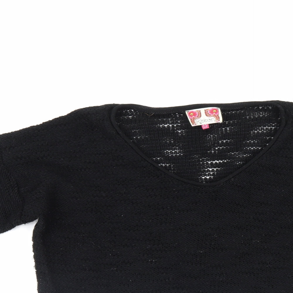 Ribbon Womens Black   Pullover Jumper Size 12