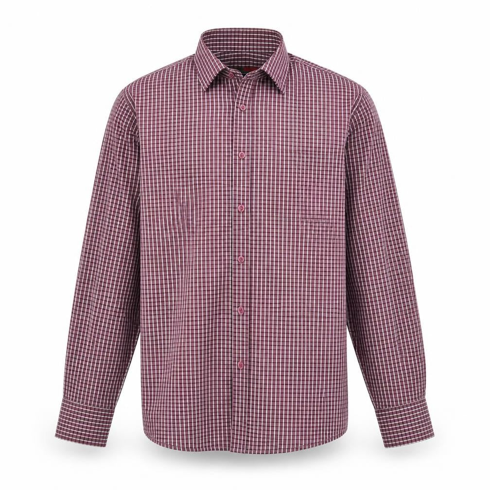 Peter England Mens Red Check   Button-Up Size L