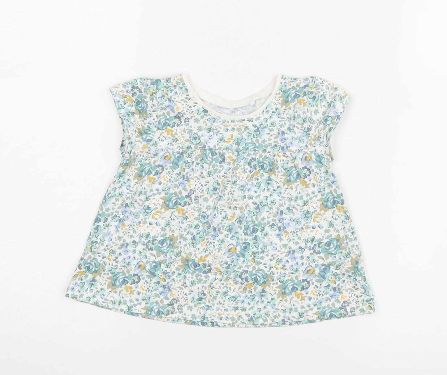 NEXT Girls Green Floral  Basic Blouse Size 9-12 Months