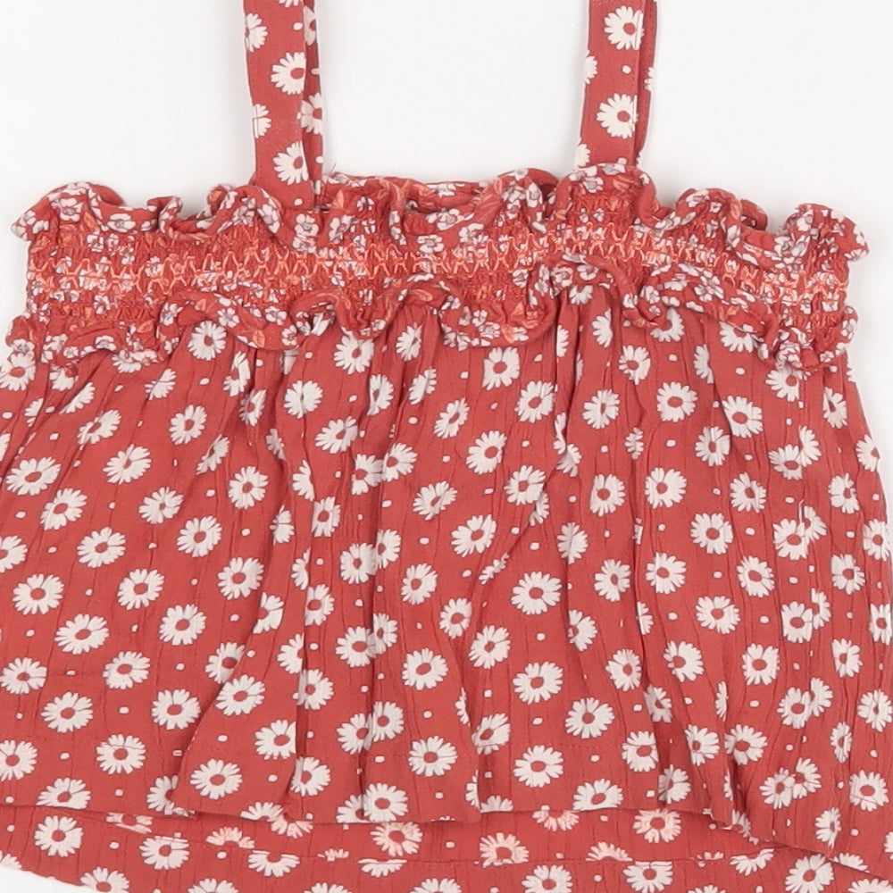NEXT Girls Red Floral  Basic Blouse Size 9-12 Months