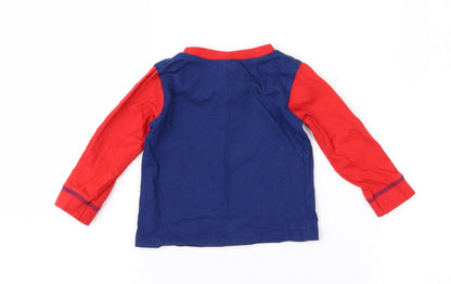 Back view of Disney Baby boys’ blue pullover t-shirt, size 6-9, months - mickey mouse