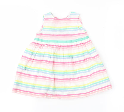 Additional front view of Baby M&Co girls’ multicoloured striped a-line, size 6-9, months