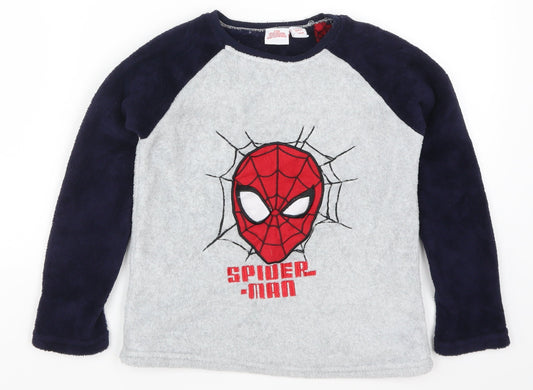 Primark Boys Grey Solid   Pyjama Top Size 8-9 Years  - Spider Man