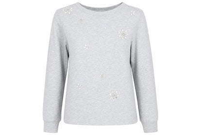 H&M Womens Grey   Pullover Sweatshirt Size XS