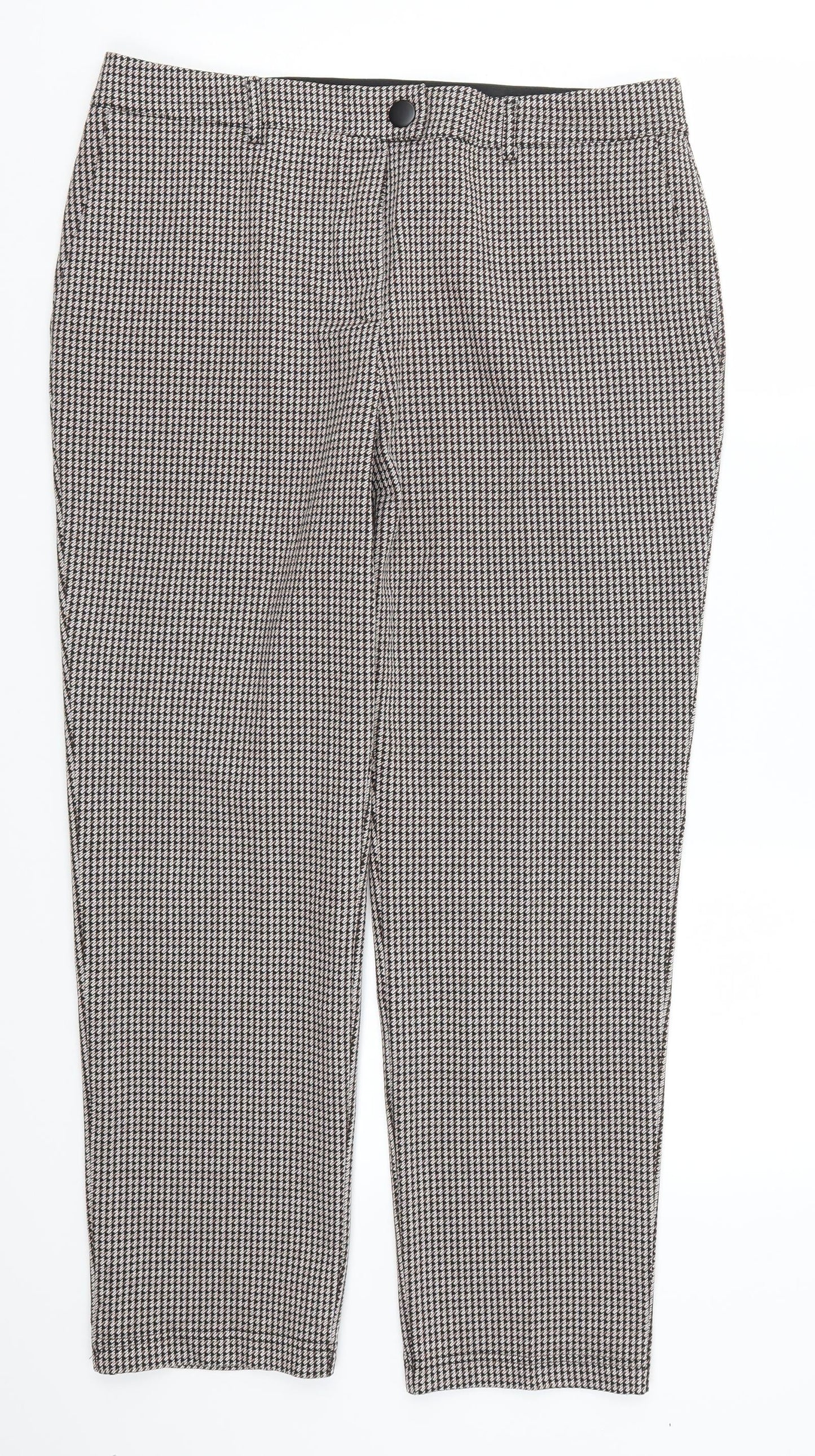 Papaya Womens Brown Geometric  Trousers  Size 14 L26 in